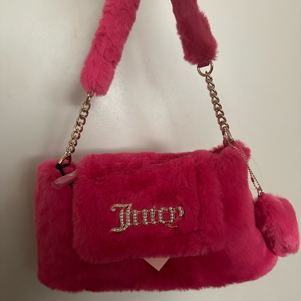 pink juicy couture faux fur bag
